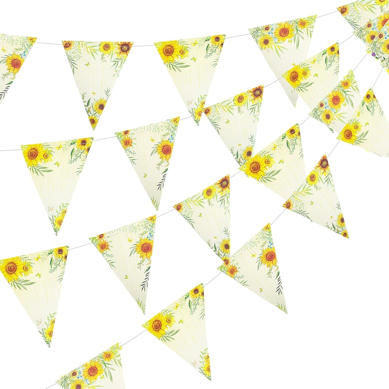 Sunflower Pennant Banner - 28 Feet (Sunflower Triangle Banner)